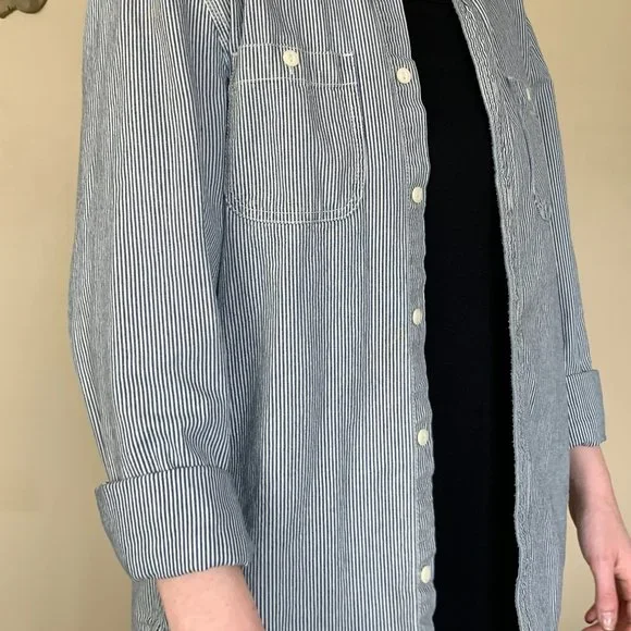 Navy Striped Button-up - Picture 9 of 11